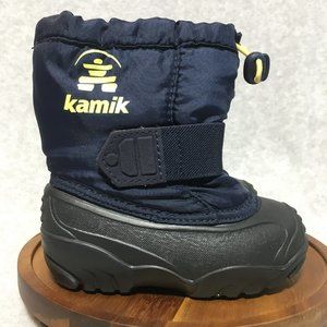 Kamik Kids Boots Size 6 Navy Blue Lined Drawstring Winter Snow Boot w/Strap